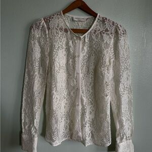White Lace Long Sleeve Blouse
